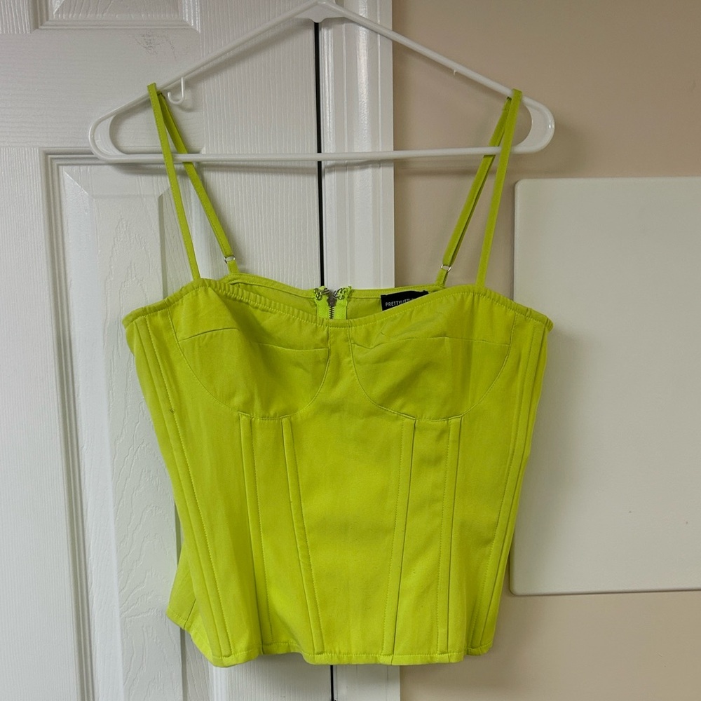 PrettyLittleThing Neon Green Corset Crop Top